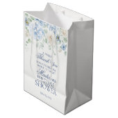 Sac Cadeau Moyen Faveur de mariage Fleur de Hortensia Bleu (Devant Angle)