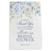 Sac Cadeau Moyen Faveur de mariage Fleur de Hydrangea Bleu (Dos)