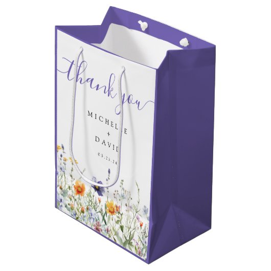 Sac Cadeau Moyen Faveur du mariage fleur sauvage (Devant Angle)