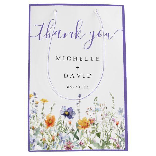 Sac Cadeau Moyen Faveur du mariage fleur sauvage (Devant)