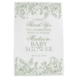 Sac Cadeau Moyen Faveurs de Baby Shower Floral Vintage Chinoiserie