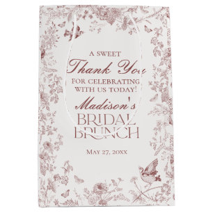 Sac Cadeau Moyen Faveurs de brunch de mariage en toile de Jouy flor