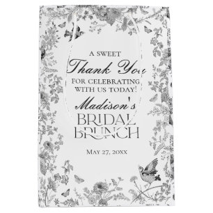 Sac Cadeau Moyen Faveurs de brunch de mariage floral Toile De Jouy 