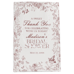 Sac Cadeau Moyen Faveurs de mariage florale toile de Jouy en Bourgo