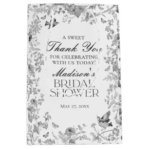 Sac Cadeau Moyen Faveurs de mariage Toile De Jouy noire