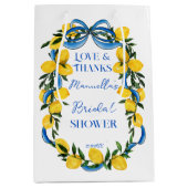 Sac Cadeau Moyen Favori de douche de mariée ruban bleu citrine (Devant)