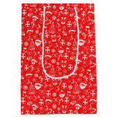 Sac Cadeau Moyen Favoris de Noël Red Père Noël Elf Reindeer Festive (Dos)