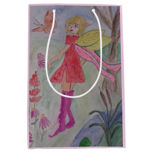 Sac Cadeau Moyen Fée papillon (Devant)