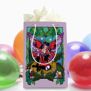 Sac Cadeau Moyen Fée violet rouge champignons gothique