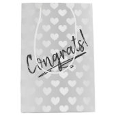 Sac Cadeau Moyen Félicitations Coeurs Mariages blancs (Devant)