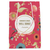 Sac Cadeau Moyen Félicitations Grad. Modèle floral moderne (Devant)