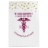 Sac Cadeau Moyen Félicitations infirmière RN Diplômé Red Caduceus (Devant)