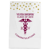 Sac Cadeau Moyen Félicitations infirmière RN Diplômé Red Caduceus (Dos)