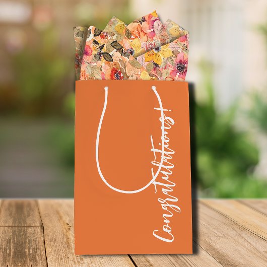 Sac Cadeau Moyen Félicitations Orange