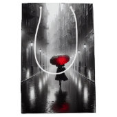 Sac Cadeau Moyen Femme d'anniversaire avec parapluie rouge (Devant)