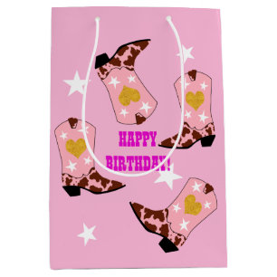 Sac Cadeau Moyen Femme moderne Cowgirl Western Boots Anniversaire