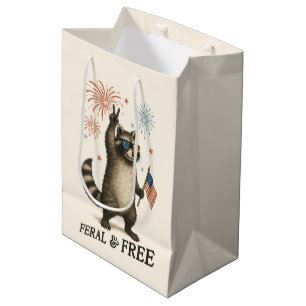 Sac Cadeau Moyen Feral Mais Fireworks Gratuit Feral Raccoon 4 juill