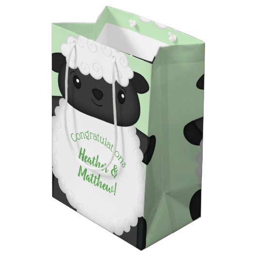 Sac Cadeau Moyen Ferme de Baby showers à moutons (Dos Angle)