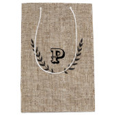 Sac Cadeau Moyen Ferme rustique Burlap & Black Botanical Laurel (Devant)