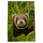 Sac Cadeau Moyen Ferret Brown dans l'herbe Joyeux anniversaire (Dos)