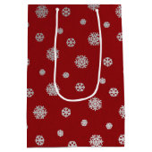 Sac Cadeau Moyen Festif hiver Silver Red Snowflakes (Dos)