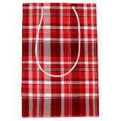 Sac Cadeau Moyen Festif rouge et blanc plaid (Devant)