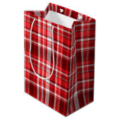 Sac Cadeau Moyen Festif rouge et blanc plaid (Dos Angle)