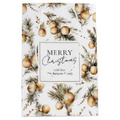 Sac Cadeau Moyen Festive Aquarelle Or Folithe Noël (Devant)