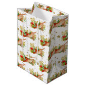 Sac Cadeau Moyen Festive Chats Noël Vacances Gold Stars (Devant Angle)