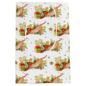 Sac Cadeau Moyen Festive Chats Noël Vacances Gold Stars (Devant)