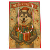 Sac Cadeau Moyen "Festive Christmas Dog" (Dos)