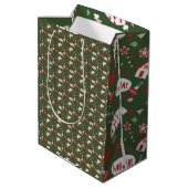 Sac Cadeau Moyen Festive Gift Wrap Green Black Pattern (Dos Angle)
