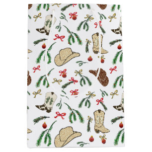 Sac Cadeau Moyen Festive Holiday Cowboy Rodeo Motif