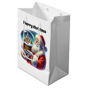 Sac Cadeau Moyen Festive Joyeux Noël Père Noël personnalisable
