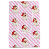 Sac Cadeau Moyen Festive Pink Retro Père Noël Noël (Dos)