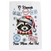 Sac Cadeau Moyen Festive Raccoon With Holiday Stickers (Devant)
