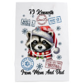 Sac Cadeau Moyen Festive Raccoon With Holiday Stickers (Dos)