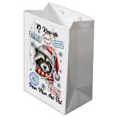 Sac Cadeau Moyen Festive Raccoon With Holiday Stickers (Dos Angle)