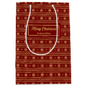 Sac Cadeau Moyen Festive Red Gold Personalized Holiday Gift Bag (Devant)