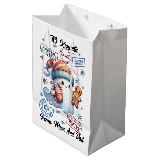 Sac Cadeau Moyen Festive Santa Sack With Fun Stickers (Devant Angle)