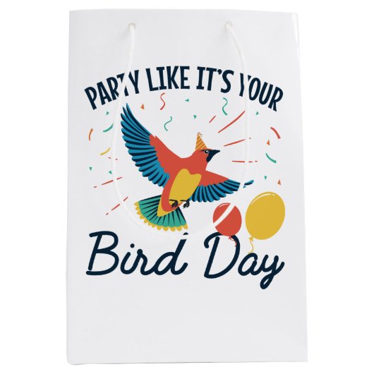 Sac Cadeau Moyen Fête comme c'est votre fête d'oiseaux (Devant)
