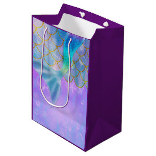 Sac Cadeau Moyen Fête d'anniversaire de sirène Iridescent Pearl Shi