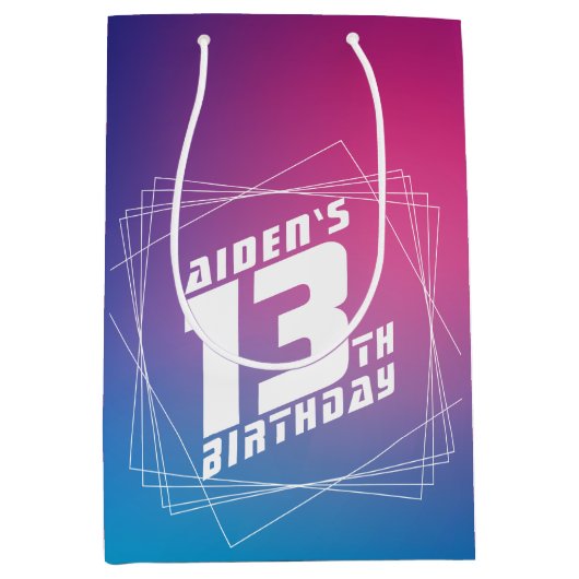 Sac Cadeau Moyen Fête d'anniversaire du garçon cool (Devant)