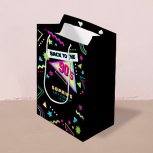 Sac Cadeau Moyen Fête d'anniversaire funky Retour aux années 90 Rét
