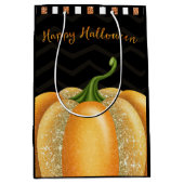 Sac Cadeau Moyen Fête d'anniversaire Halloween Citrouille Étincelle (Devant)