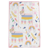 Sac Cadeau Moyen Fête d'Anniversaire Llama Rainbow Girl (Dos)