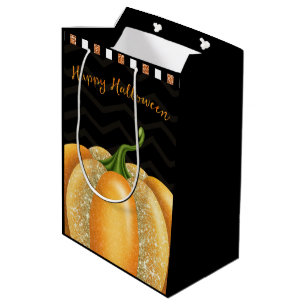 Sac Cadeau Moyen Fête d'anniversaire orange de Halloween de