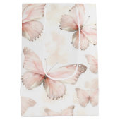 Sac Cadeau Moyen Fête d'anniversaire Papillons roses mignons (Dos)