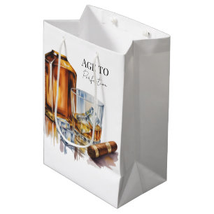 Sac Cadeau Moyen Fête d'anniversaire pour hommes au Whisky et Cigar