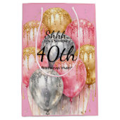 Sac Cadeau Moyen Fête d'anniversaire surprise Chut (Devant)